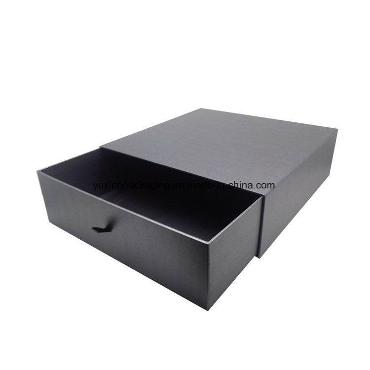 Slide Open Design Matt Black T-Shirt Drawer Rigid Paper Box