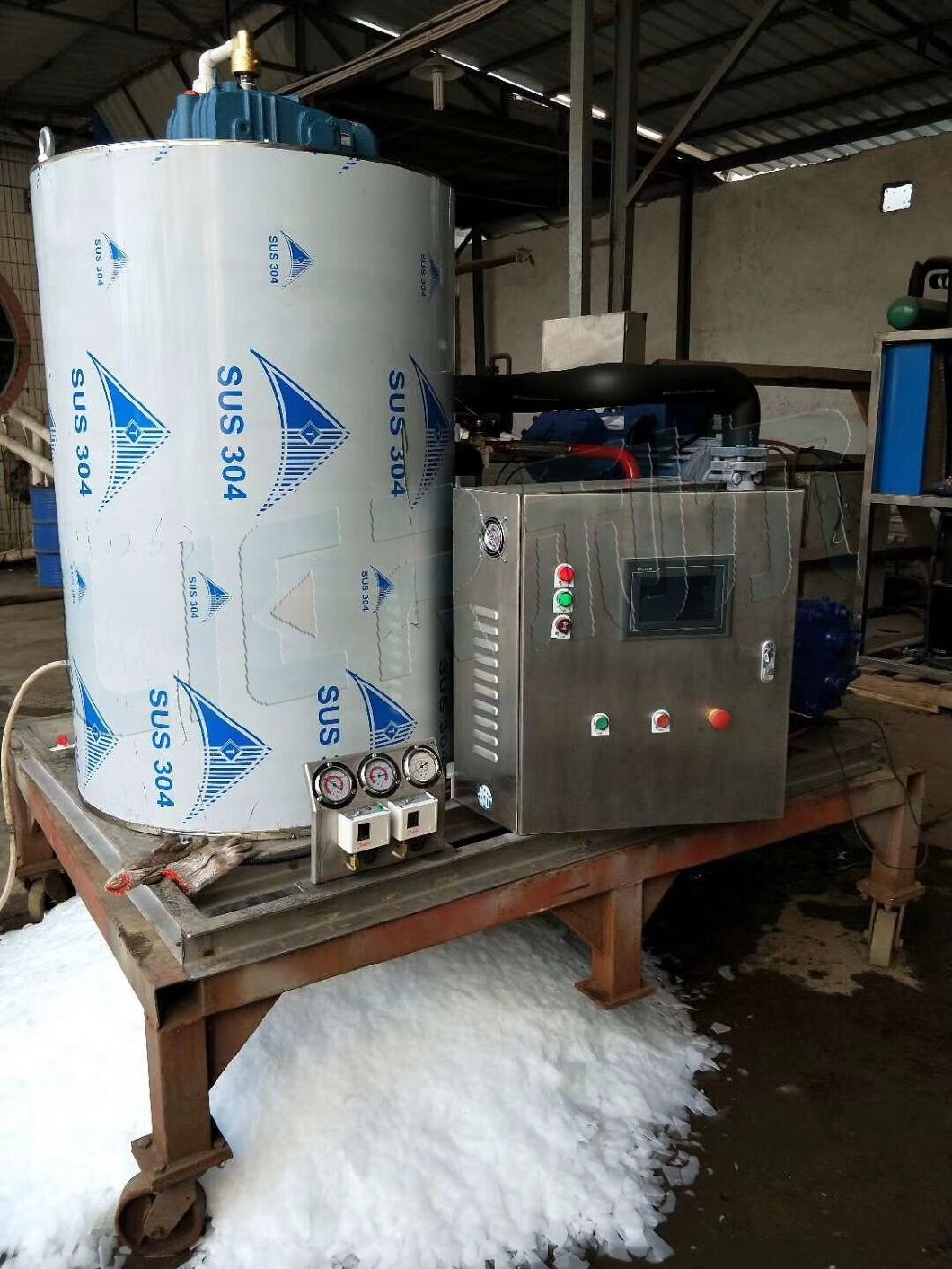 Seawater Flake Ice Machine on Board Ice Making Equipment SS316 Flake Ice Maker