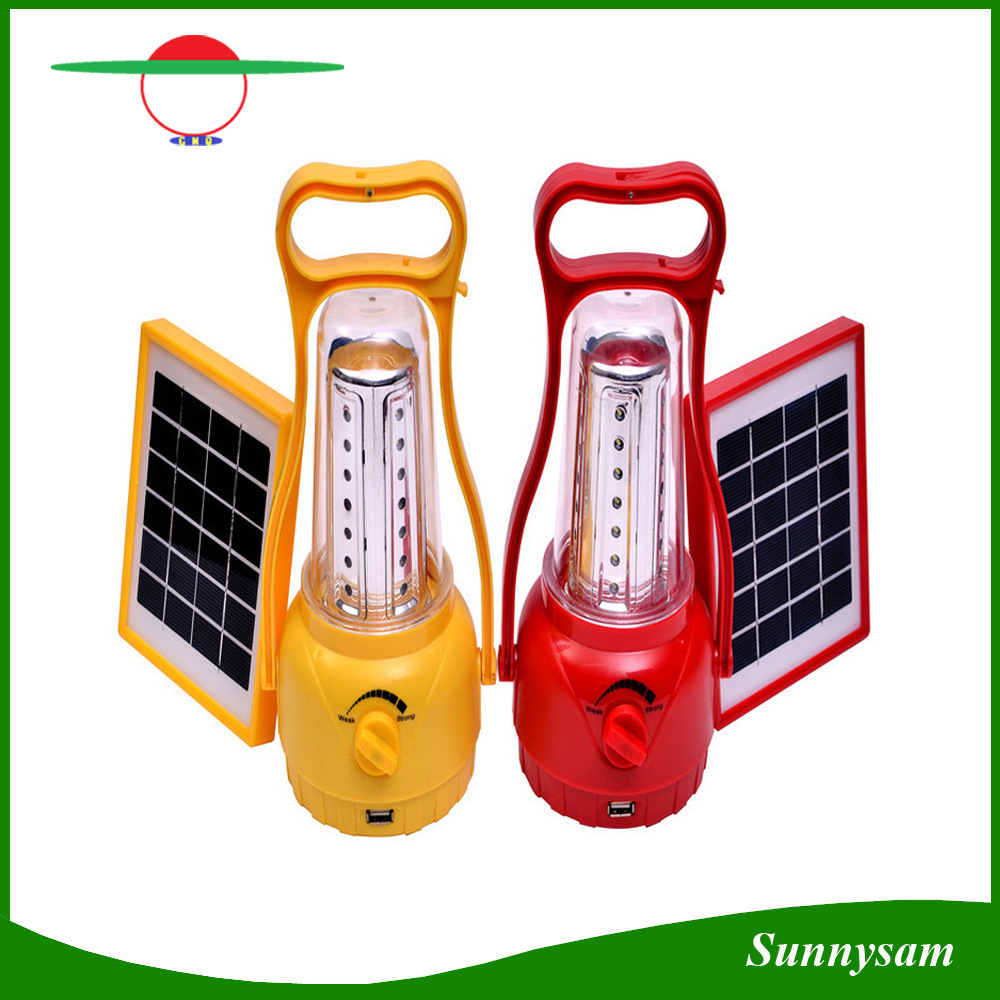 Adjustable Brightness Outdoor Solar Hand Lamp / Portable 35 LEDs Solar Camping Lantern