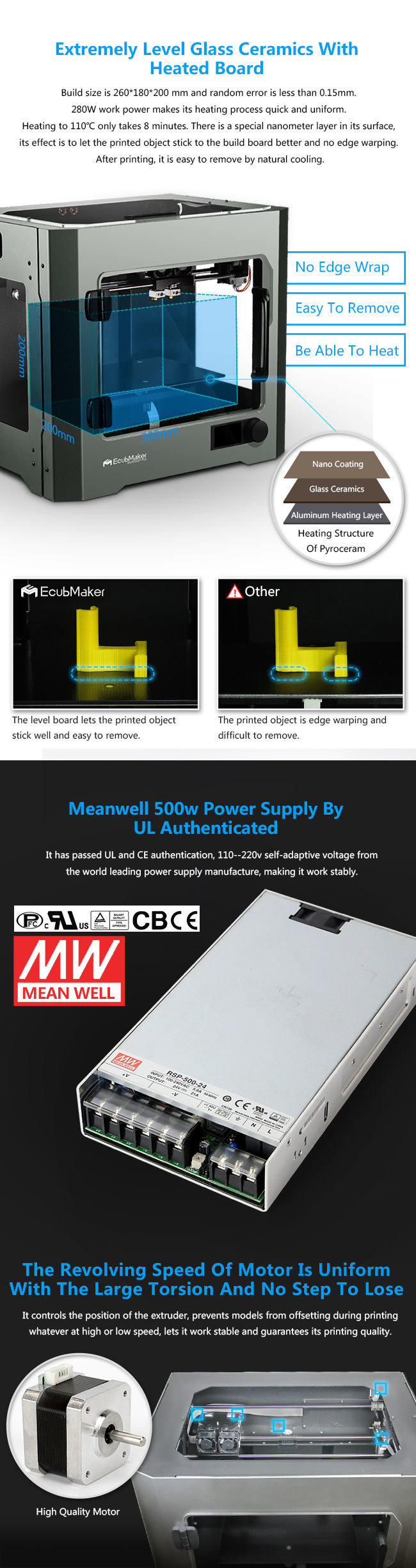 Ecubmaker Advanced 3D Printing Tech Safe, Easy-to-Use, High Precision and Professional 3D Printer