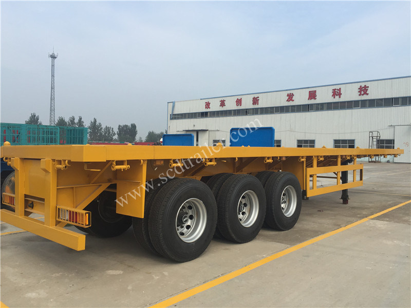 China 20FT 40FT 20 40 45 Feet Flat Bed Flatbed Container Semi Trailer