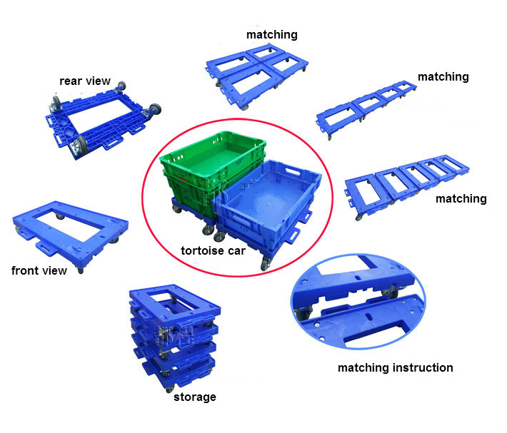 Customized Stackable Plastic Moving Logistics Turnover Trolley Hand Cart