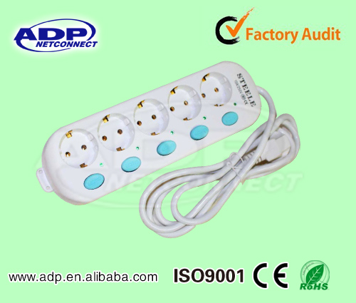 Factory European Power Extension Socket Cable with Independent Switch