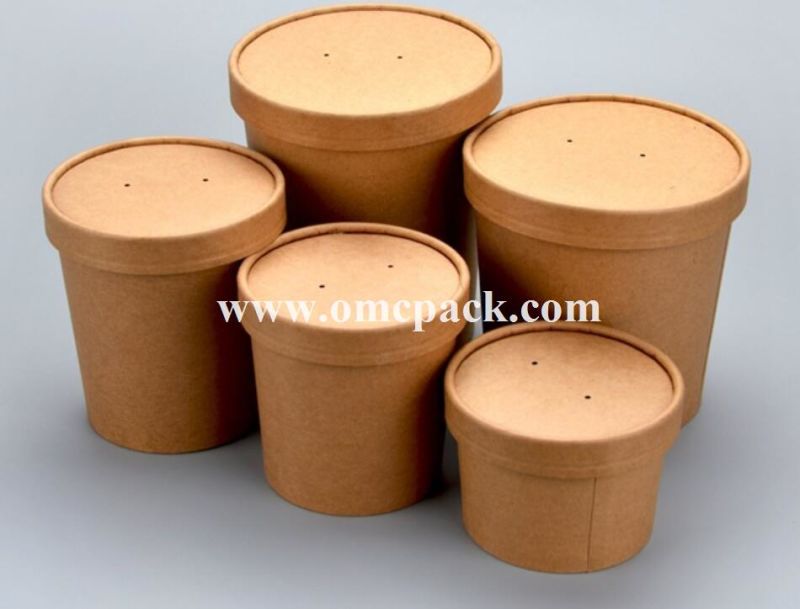 12oz Round Kraft Paper Soup Container for Take Away