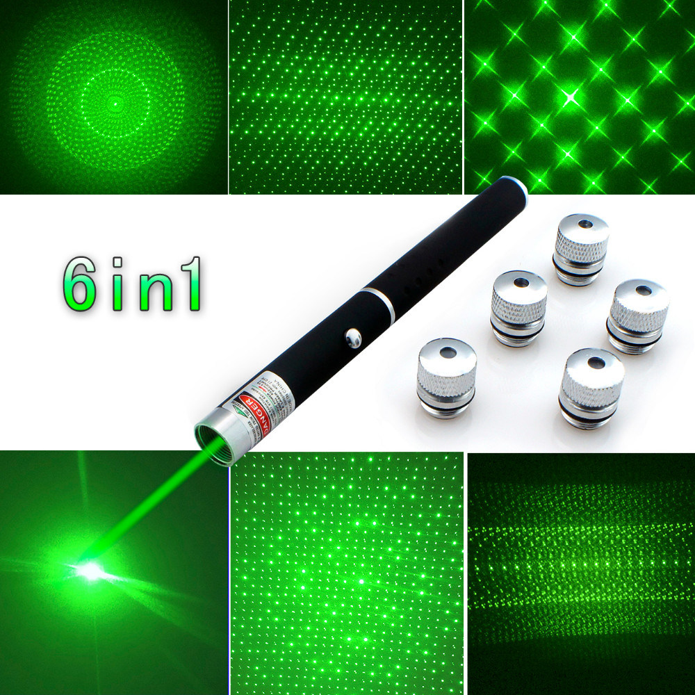 6 In1 5MW Red Green Blue LED Laser Pointer Pen