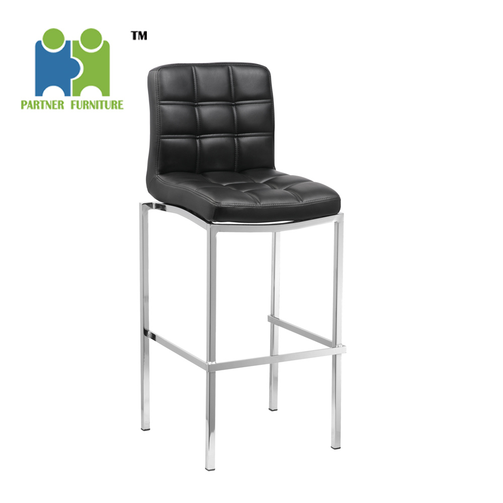 (VICENTE) Hot Sell PU Leather Chrome Steel Fixed Bar Stool