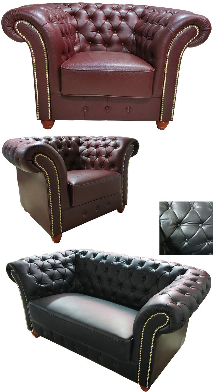 UK Chesterfield Home Furniture Genuine Leather Sofa (6806)