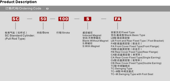 Sc Series Standard Air Pneumatic Cylinder ISO6430 Airtac