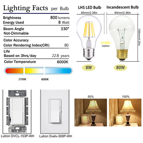 A60 2W-8W Cold White LED Light Bulb for Energy Saving