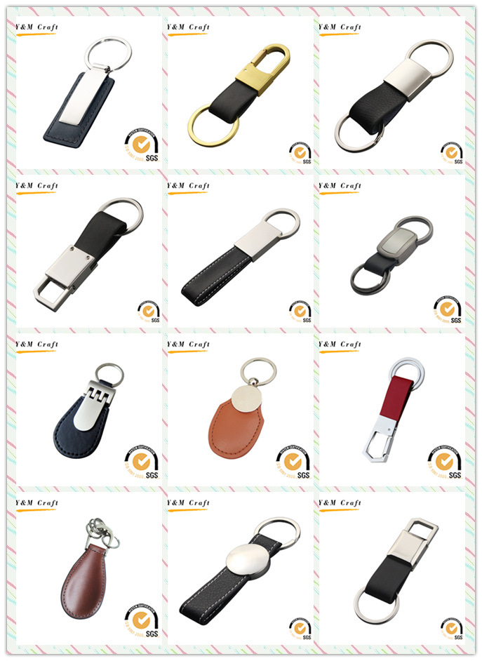 Rectangular Shape Personalized Logo Metal & Leather Key Chain