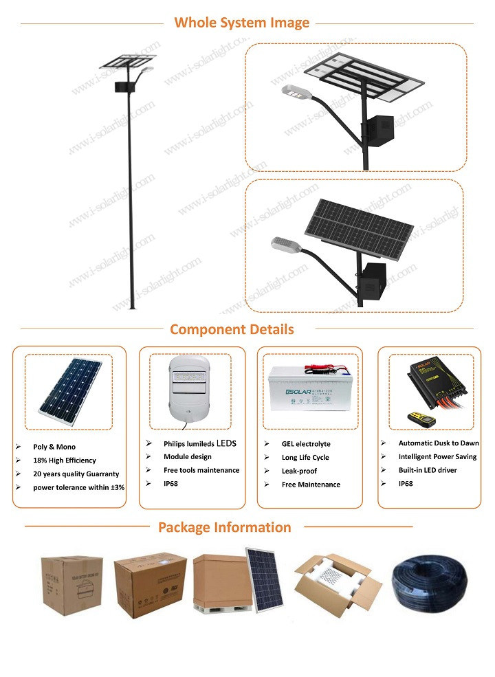 Isolar 60W 8m Battery Hanging Outdoor Lighting Solar LED Street Light