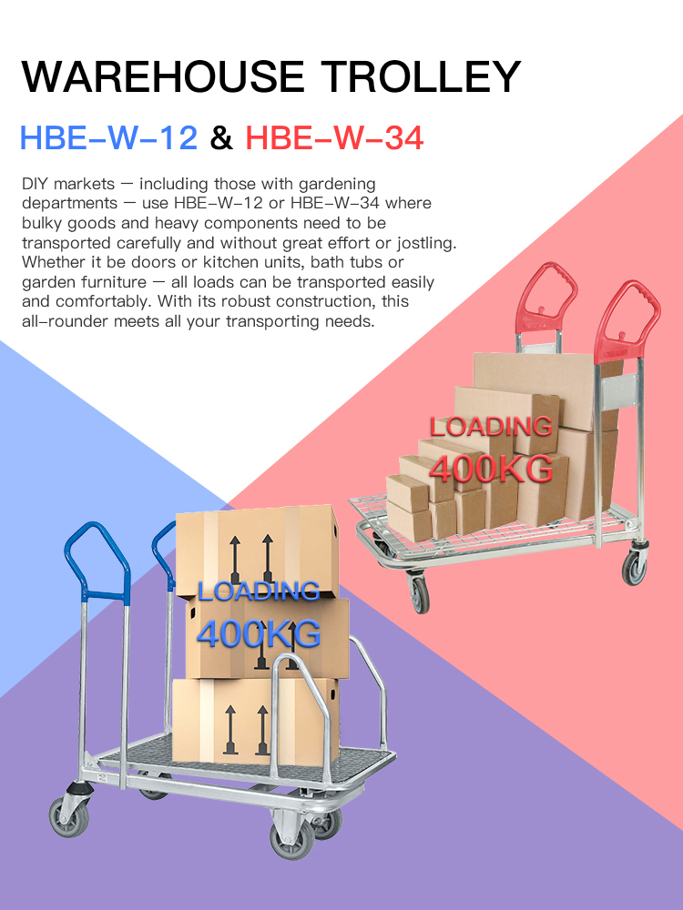 Foldable Warehouse Trolley with Platform