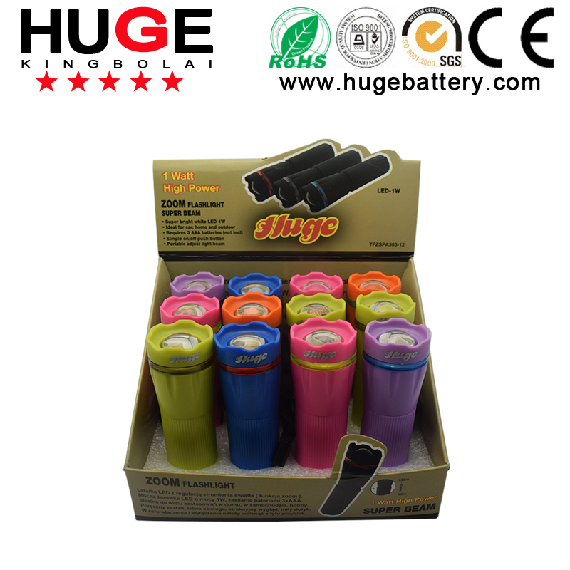 4.5V1w Portable Colorful Plastic Torch/LED Flashlight (4.5V 1W)