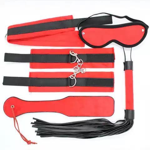 Sex Toys Sm Criminals Women's Leather Set Plush Leather Five-Piece Couples Alternative Flirting Bondage