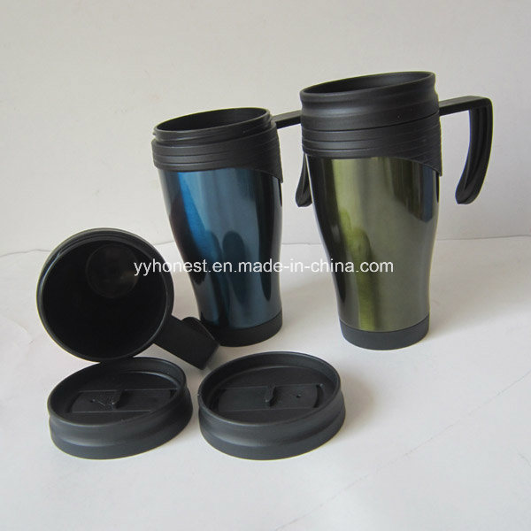 Newest Double Wall Plastic Car Cup 450ml/16 Oz Auto Mug