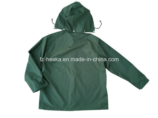 PVC Waterproof Mens Hooded PVC Rain Jacket
