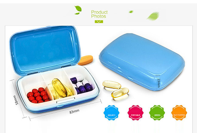 3 Compartments Travel Pill Box for Medicine Storage