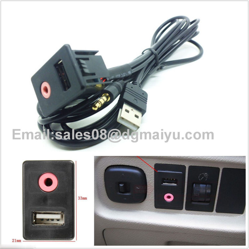 Car Dash Flush Mount 3.5mm Aux & USB Male 3 RCA Extension Cable Lead Socket 1.5m