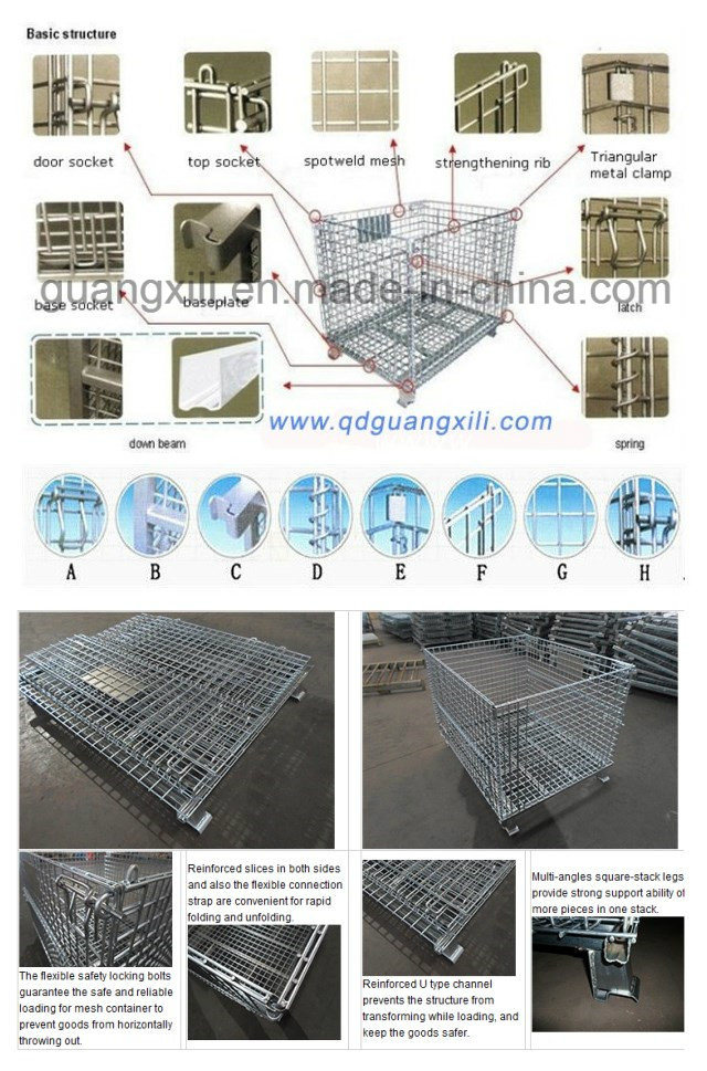 Rigid Metal Wire Basket Pallet Cage for Industrial Warehouse Storage