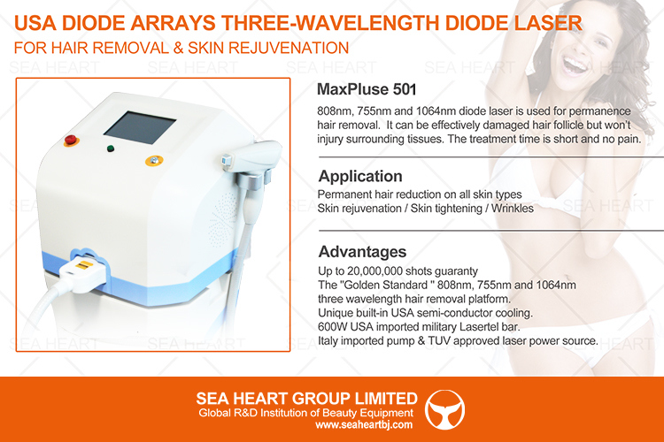 High Efficiency Professional USA Diode Arrays 808nm Laser Hair Removal Machine