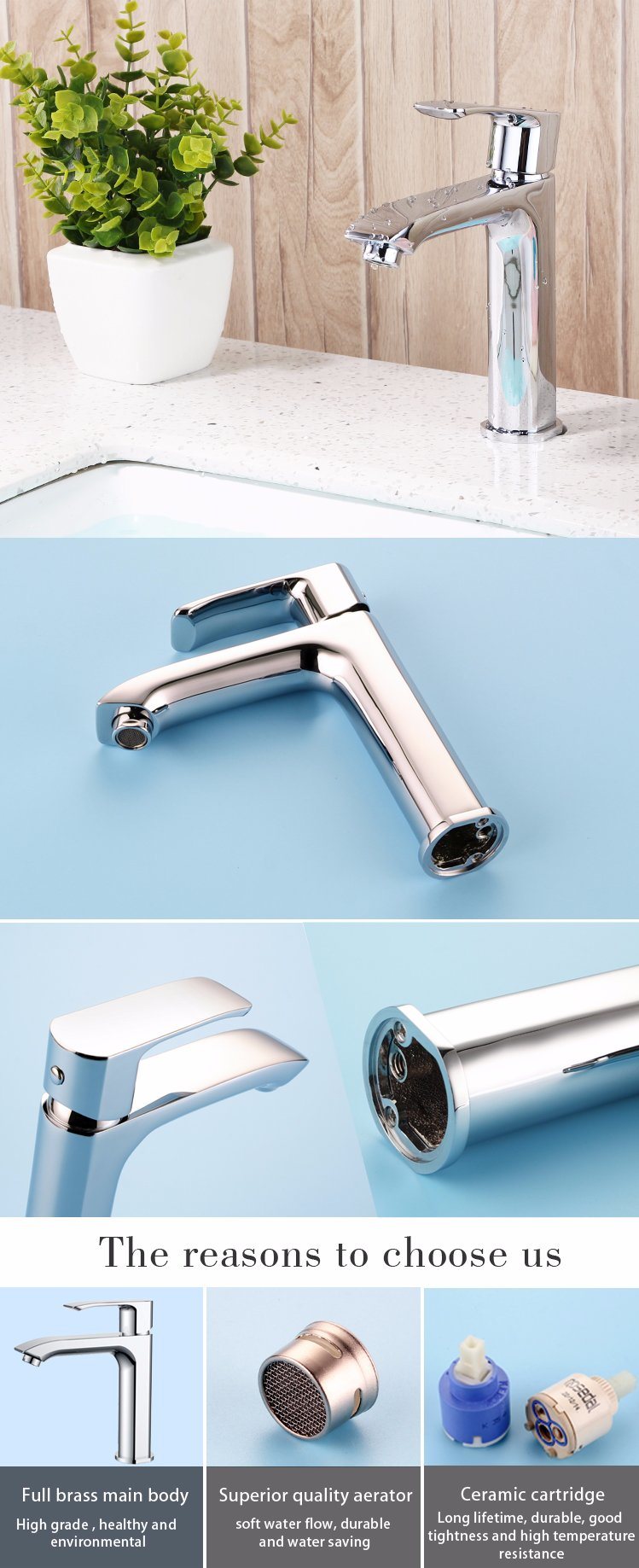 Bathroom Basin Mixer Tap Polished in Chrome Deck Mounted Water Faucet