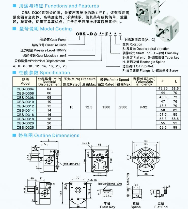 The CBS-D300 Gear Pump Is Mainly Used for Hydraulic Push Rod