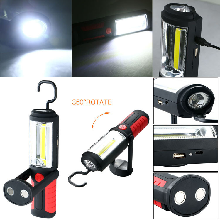 COB Torch Lamp Hanging Magnetic Rechargeable LED Work Light