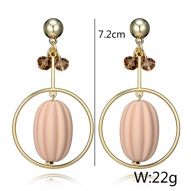 Girls Cute Candy Color Circle Crystal Pendant Earrings with Ball