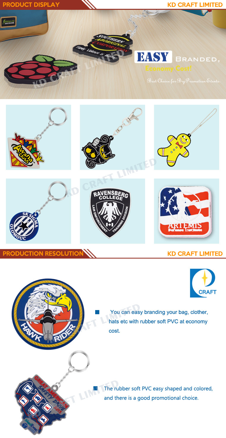 China High Quality Pressed PVC Key Chain with Customized Logo in Low Price