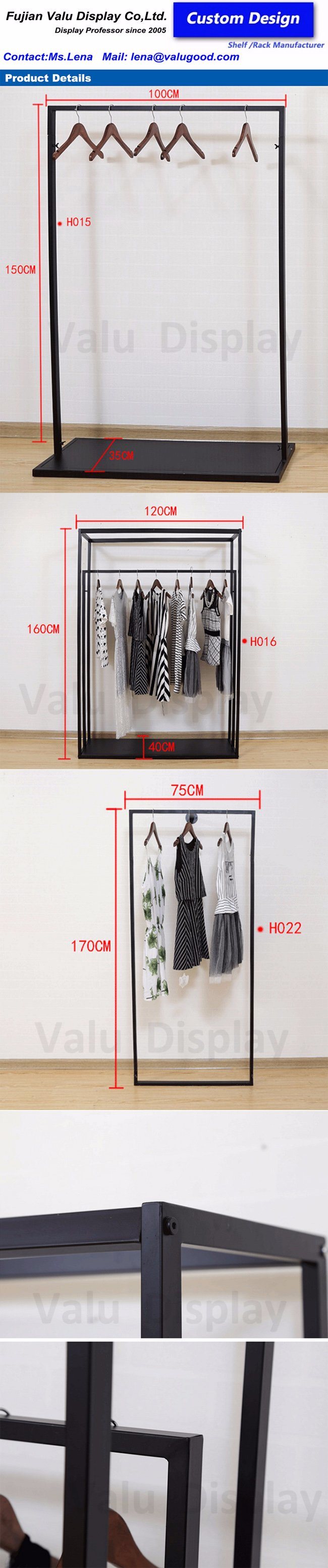 Free-Standing Metal Clothing Display Rack for Garments Store