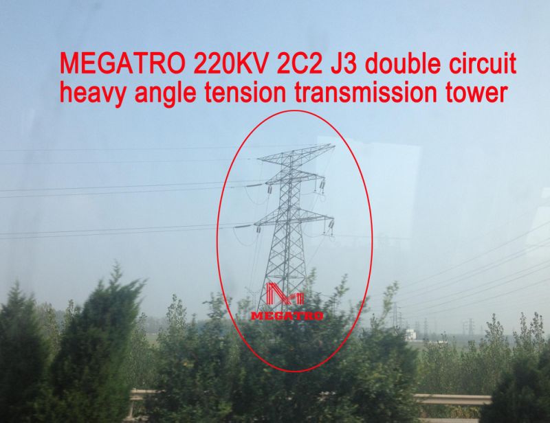 Megatro 220kv 2c2 J3 Double Circuit Heavy Angle Tension Transmission Towe