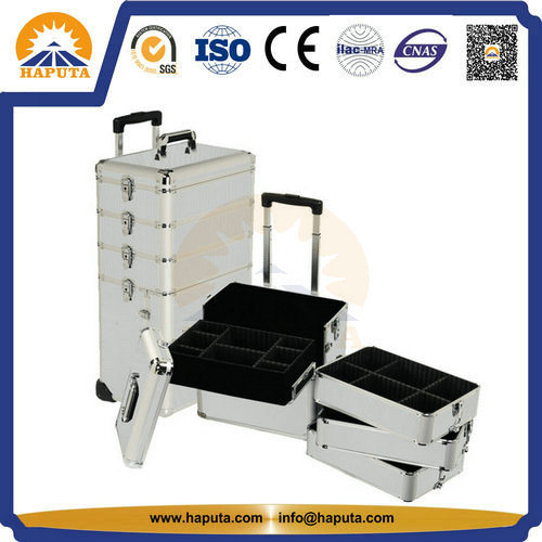 5-in-1 Large Cosmetic Trolley Case for Salon with Wheels (HB-3305)