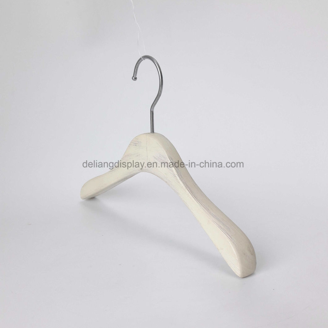 Luxury Wooden Hanger for Kids with Hand Brush White Color