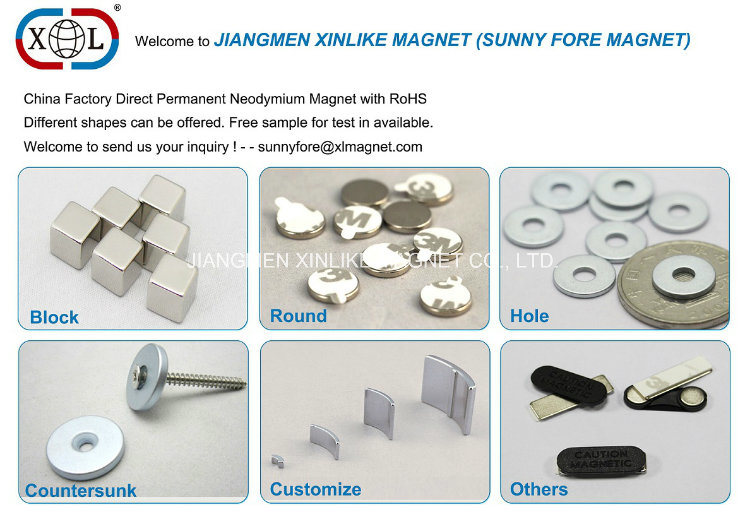 Smooth Edging Block NdFeB Magnet with Two Central Countersunks