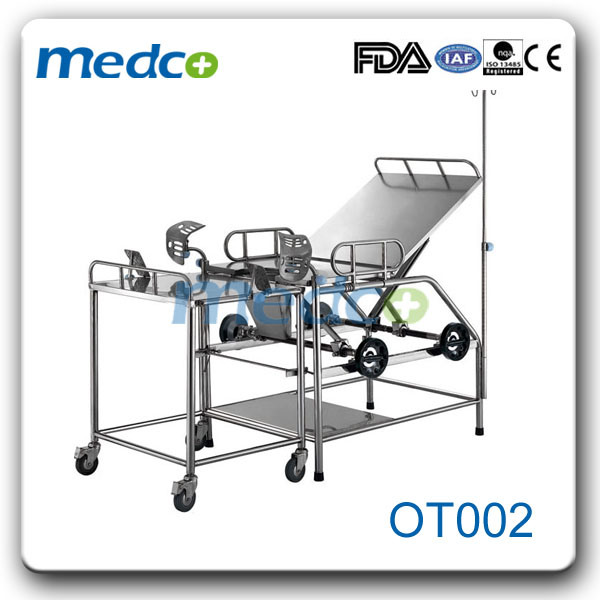 Hot! ! Manual Hospital Gynecological Operations Parturition Delivery Bed with Wheel Control