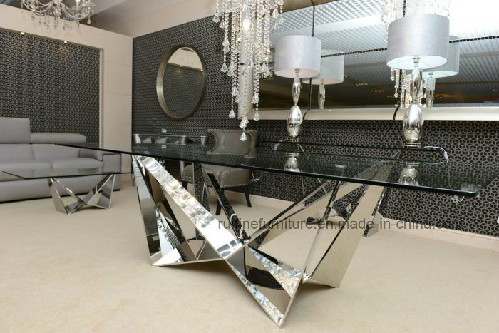 Modern Italian Design Glass Creative Stainless Steel Coffee Table