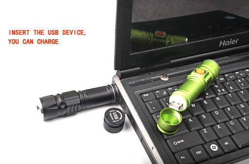 LED Mini USB Rechargeable Focus Glare Outdoor Portable Flashlight Riding Torch