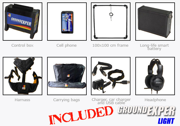 Gold Detector/Ground Exper Light/3D Scan Metal Detector (control unit, battery, 100cm coil + 2 bags + cellphone)