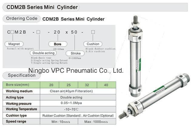 Cdm2b Series Stainless Steel Mini Pneumatic Cylinder