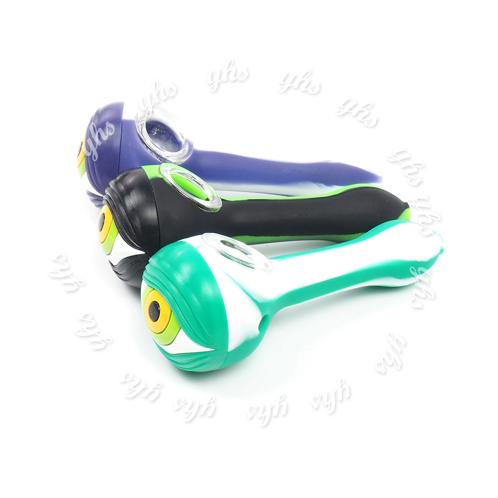 Silicone Smoking Pipe Wholesale Custom Fancy Glass Bowl Rubber Silicone Tobacco Smoking Glow Pipe