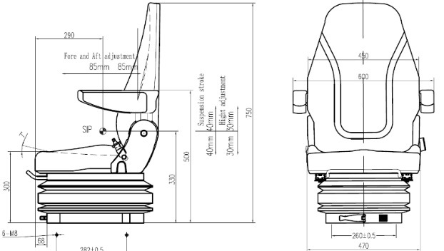 Universal Excavator Tractor Truck Suspension Driver Seat