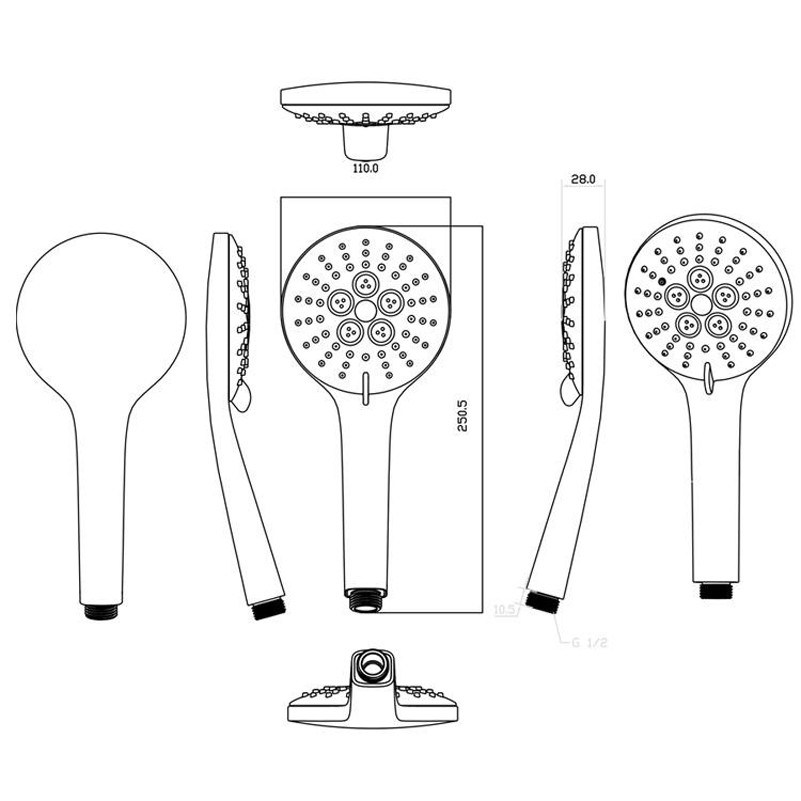 Multi-Function ABS Chrome Plated Shower Head Handheld Rainfall Handle Set Water Saving Showerhead Adjustable