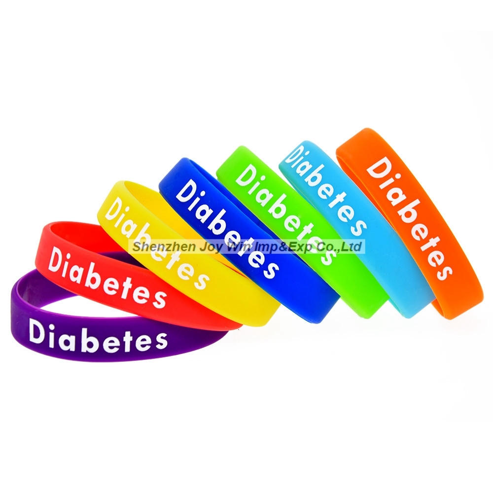 Silkscreen Diabetes Warning Silicone Bracelet