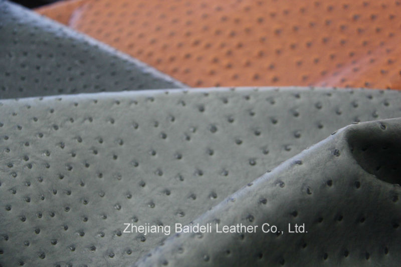 Ostrich Design PVC PU Leather for Furniture and Bag with Fire Resistance