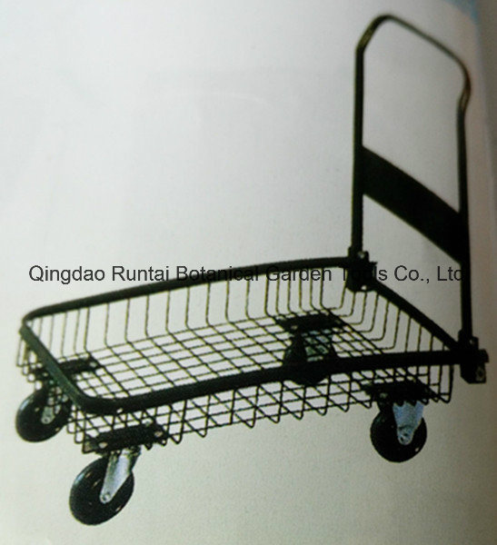 Foldable Mesh Structure Steel Platform Hand Truck with PU Castor