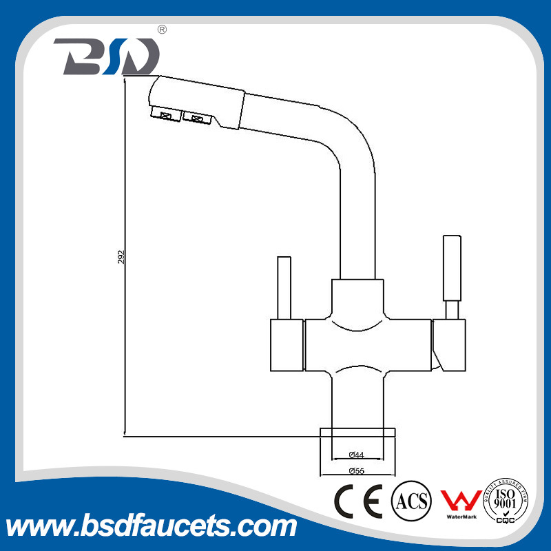 Brass 3 Way Hot&Cold Kitchen Sink Mixer Drinking Water Faucet