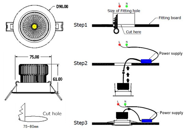 Shenzhen 3000K Recessed Ceiling LED Downlight 9W 11W 15W