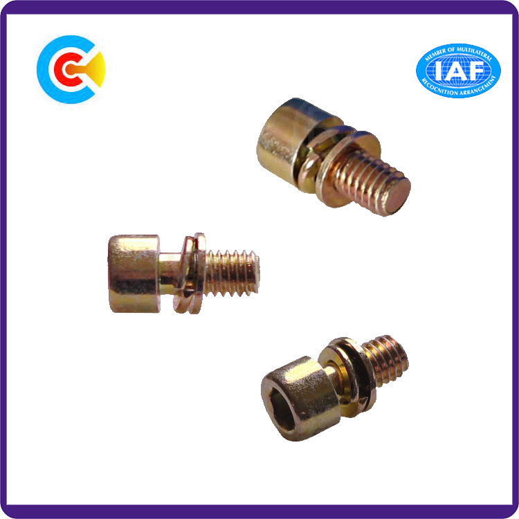 Multicoloured Zinc Carbon Steel/4.8/8.8/10.9 Hexagon Cheese Head Screw with Gasket/Washer