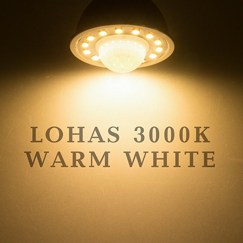 Lohas GU10 PIR Motion Sensor LED Light Bulbs 5W 50W Equivalent Warm White 3000K LED Senesor Spotlight