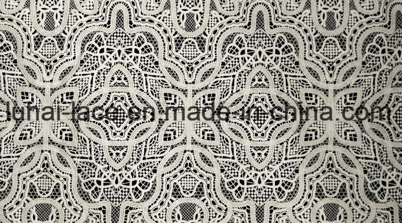 Cotton Embroidery Lace Fabric with Mesh Silk